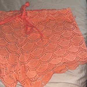 Mud Pie brand, orange cover up shorts for summer